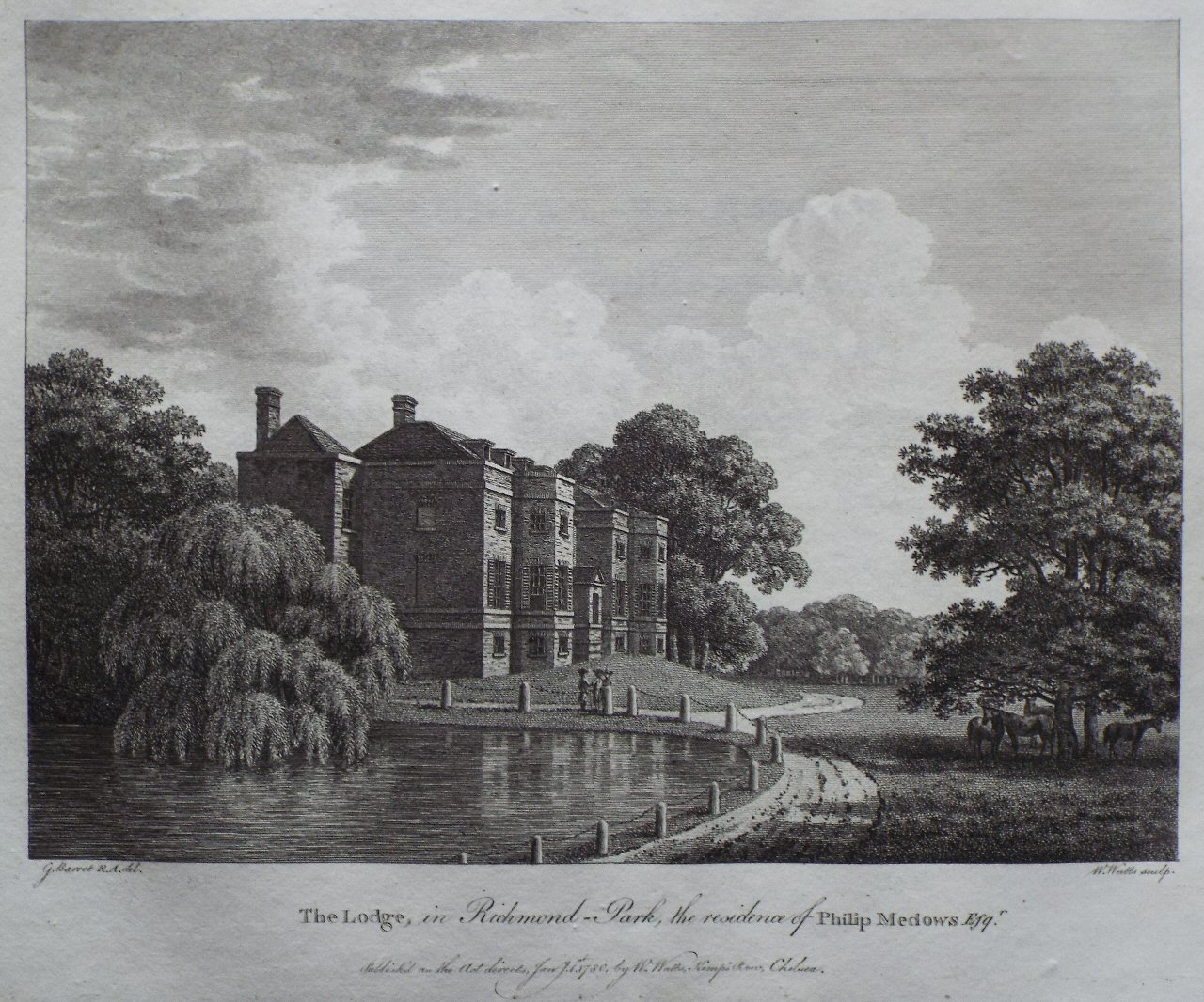 Print - The Lodge, in Richmond-Park, the Residence of Philip Medows Esqr. - Watts